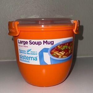 Sistema Microwave large Soup Mug Lunch Stew Hot drink -orange